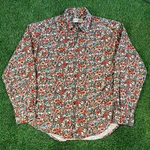 Lanes End Vintage 90’s floral pink and blue multicolor button up shirt (M)